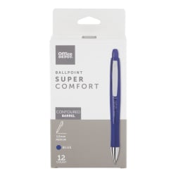 Office Depot® Brand Super Comfort Grip Retractable Ballpoint Pen, Medium Point, 1.0 mm, Blue Barrel, Blue Ink, Pack Of 12
