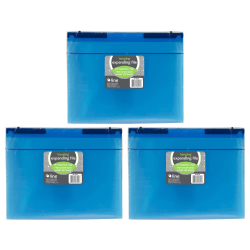 C-Line Expanding File Folder, Hanging Tabs, 13-Pocket, 8-1/2" x 11", Bright Blue, Pack Of 3