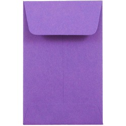JAM PAPER #1 Coin Business Colored Envelopes, 2 1/4 x 3 1/2, Violet Purple Recycled, 25/Pack