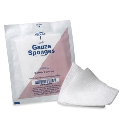 Medline Non-Sterile Woven Gauze Sponges, 12-Ply, 2" x 2", White, Box Of 200