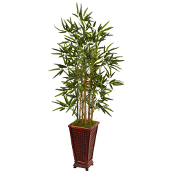 Nearly Natural Bamboo 54"H Artificial Tree With Decorative Planter, 54"H x 25"W x 25"D, Green
