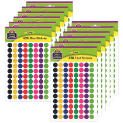 Teacher Created Resources® Mini Stickers, 3/8", Colorful Circles, 528 Stickers Per Pack, Set Of 12 Packs