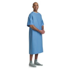 Medline Hyperbaric Patient Gowns, 63", Blue, Pack Of 12