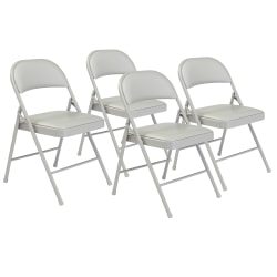 National Public Seating Commercialine 950 Series Vinyl Upholstered Folding Chairs, Gray, Set Of 4 Chairs