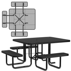 Leisure Craft Square ADA Outdoor Picnic Table, 29-1/4"H x 75"W x 80"D, Black