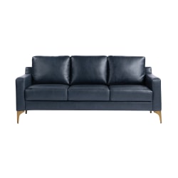Lifestyle Solutions Serta Florence Faux Leather Sofa, 35"H x 78"W x 33-1/2"D, Navy