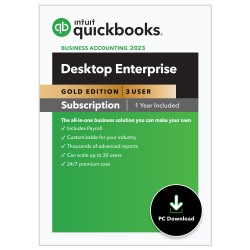 QuickBooks Desktop Enterprise Gold, 2023, 3 Devices, 1-Year Subscription, Windows®, Download