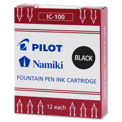 Pilot® Fountain Pen Ink Cartridges, Fine Point, Black Ink, Pack Of 12