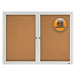 Quartet® Enclosed Outdoor 2-Door Bulletin Board, 36" x 48", Aluminum Frame With Silver Finish