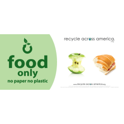 Recycle Across America Food Standardized Recycling Label, FOOD-0409, 4" x 9", Light Green