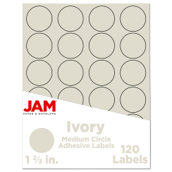 JAM Paper® Circle Label Sticker Seals, 1 2/3", Ivory, Pack Of 120