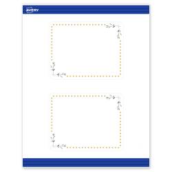 Avery® Print-To-The-Edge Postcards With Sure Feed® Technology, S00-DN7-PRMWC10, Rectangle Rounded Corners, 4-1/4" x 5-1/2", Matte White, Preprinted Green Florals with Gold Dots Design, Pack Of 20