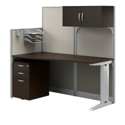Bush Business Furniture Office In An Hour Straight Workstation With Storage & Accessory Kit, 63"H x 64-1/2"W x D, Mocha Cherry Finish, Standard Delivery