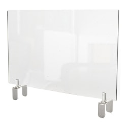 Ghent Partition Extender, Attached Clamp, 18"H x 29"W x 3-7/8"D, Clear