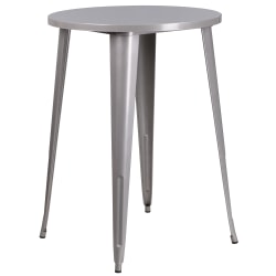 Flash Furniture Commercial Grade 30" Round Metal Indoor-Outdoor Bar Height Table, Silver
