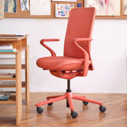 Branch Furniture Verve Seating Ergonomic Fabric Mid-Back Task Chair, Coral