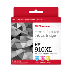 Office Depot® Remanufactured Cyan; Magenta; Yellow High-Yield Ink Cartridge Replacement For HP 910XL, OD910XLCMY