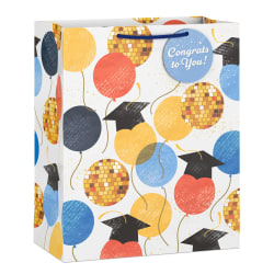 Hallmark 13" Large Graduation Gift Bag (Balloons, Grad Caps and Disco Balls)