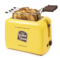 Nostalgia Electrics Deluxe Extra-Wide Slot Grilled Cheese Sandwich Toaster With Easy-Clean Toasting Baskets, Yellow