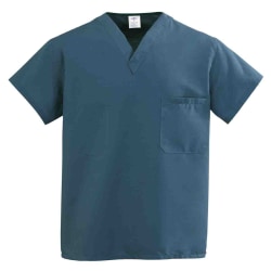 Medline ComfortEase™ Unisex 1-Pocket Reversible Scrub Top, XL, Caribbean Blue