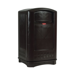 Rubbermaid Plaza Indoor/Outdoor Waste Container, Rectangular, 50 Gal, Black