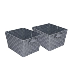 Honey-Can-Do Task-It Woven Baskets, Medium Size, Silver, Pack Of 2