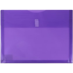 JAM Paper® Plastic Booklet Envelopes, Letter-Size, 9 3/4" x 13", Hook & Loop Closure, Light Purple, Pack Of 12