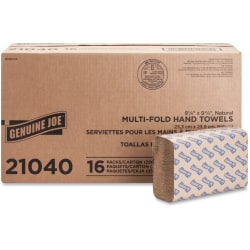 Genuine Joe Multi-Fold 1-Ply Paper Towels, Natural, Pack Of 4000 Sheets