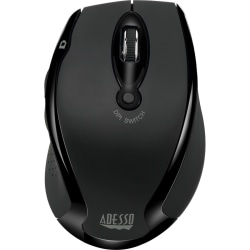 Adesso iMouse M20B - Wireless Ergonomic Optical Mouse - Optical - Wireless - Radio Frequency - 2.40 GHz - Black - USB - 1500 dpi - Scroll Wheel - 6 Button(s) - Right-handed Only