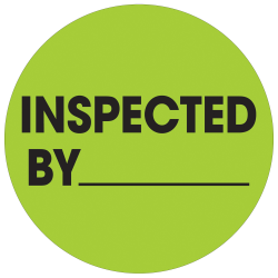 Tape Logic® Preprinted Special Handling Labels, DL1265, Inspected By, Round, 1", Fluorescent Green, Roll Of 500