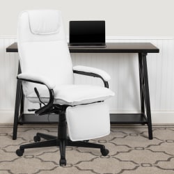 Flash Furniture Ergonomic LeatherSoft™ Faux Leather High-Back Reclining Swivel Chair, White/Black