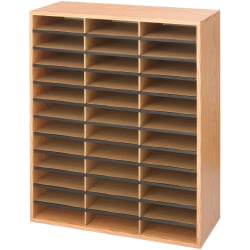 Safco Laminte Literature Organizer - 36 Compartment(s)- Floor - Medium Oak - Particleboard - 9403MO