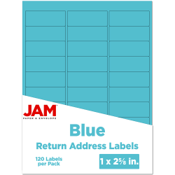 JAM Paper® Mailing Address Labels, Rectangle, 2 5/8" x 1", Blue, Pack Of 120