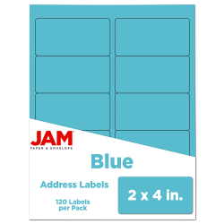 JAM Paper® Mailing Address Labels, Rectangle, 2" x 4", Blue, Pack Of 120