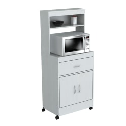 Inval Storage Cabinet With Microwave Stand, 2 Shelves, 54"H x 24"W x 16"D, Laricina White