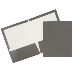 JAM Paper® Glossy 2-Pocket Presentation Folders, Gray, Pack of 6