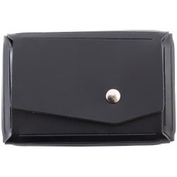 JAM Paper® Leather Business Card Case, Angular Flap, 2 1/2" x 4" x 3/4", Black
