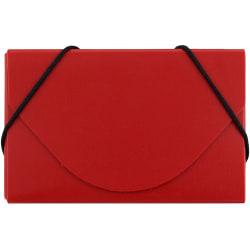 JAM Paper® Plastic Business Card Case With Round Flap, 3 1/2" x 2 1/4" x 1/4", Red