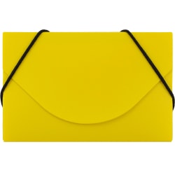 JAM Paper® Plastic Business Card Case With Round Flap, 3 1/2" x 2 1/4" x 1/4", Yellow