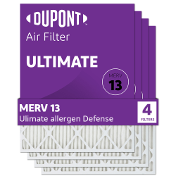 DuPont Ultimate Air Filters, 24-3/4" x 24-3/4" x 1", Pack Of 4 Filters