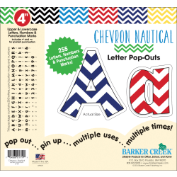 Barker Creek® Letter Pop-Outs, 4", Chevron Nautical, Set Of 255