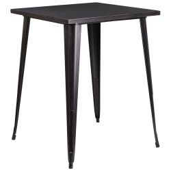 Flash Furniture Commercial Grade 31.5" Square Metal Indoor-Outdoor Bar Height Table, Black-Antique Gold