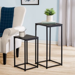 Honey Can Do Square Side Tables, 29-3/16"H x 13-7/16"W x 13-7/16"D, Black, Set Of 2 Tables