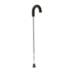 Medline Adjustable Standard Handle Aluminum Cane, 29"-38", Chrome