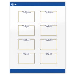 Avery® Print-To-The-Edge Labels With Sure Feed® Technology, S00-DNE-PRWGP10, Rectangle, 2"x3", Glossy White, Preprinted Gold & Navy Border with Florals Design, Pack Of 80