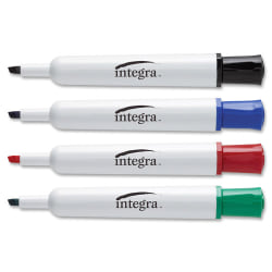Integra Dry Erase Marker - Chisel Marker Point - Erasable - Black Ink - 12 / Pack