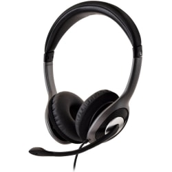 V7 Deluxe USB Stereo Headphones with Microphone - Stereo - USB - Wired - 32 Ohm - 20 Hz - 20 kHz - Over-the-head - Binaural - Circumaural - 5.91 ft Cable - Omni-directional, Noise Cancelling Microphone - Black, Gray