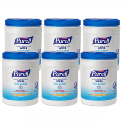 Purell® Hand Sanitizing Wipes, Fresh Citrus Scent, 270 Wipes Per Canister, Pack Of 6 Canisters