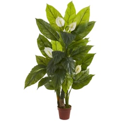 Nearly Natural Spathiphyllum 54"H Artificial Real Touch Plant With Pot, 54"H x 30"W x 26"D, Green