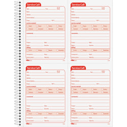 TOPS Service Call 2-part Spiral Message Slip Book - 200 Sheet(s) - Spiral Bound - 2 Part - Carbonless Copy - 5.50" x 4" Form Size - 8 1/4" x 11" Sheet Size - Red Print Color - 1 / Each